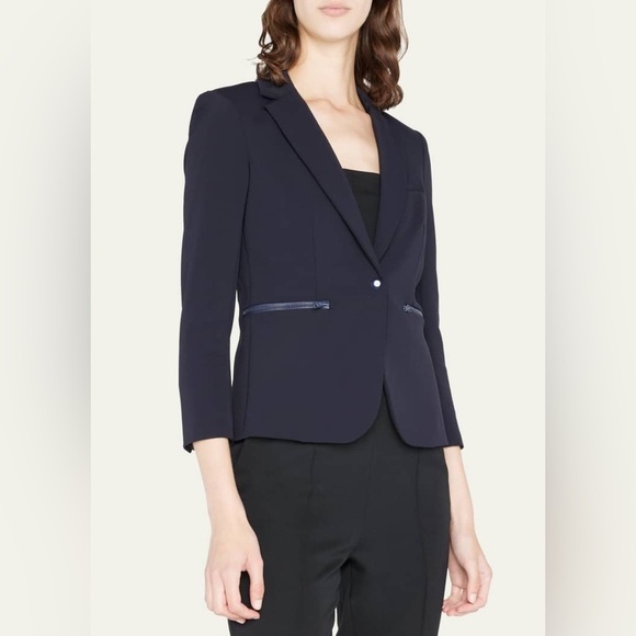 VERONICA BEARD Scuba Schoolboy Blazer Jacket in Navy 2 - Picture 4 of 14